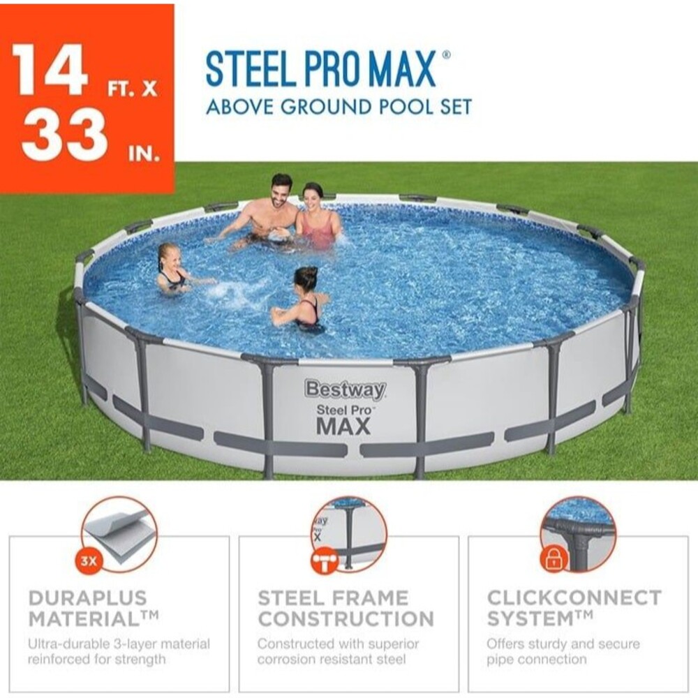 Bestway Steel Pro MAX 14' x 33" Above Ground Pool Set With Filter Pump NEW!